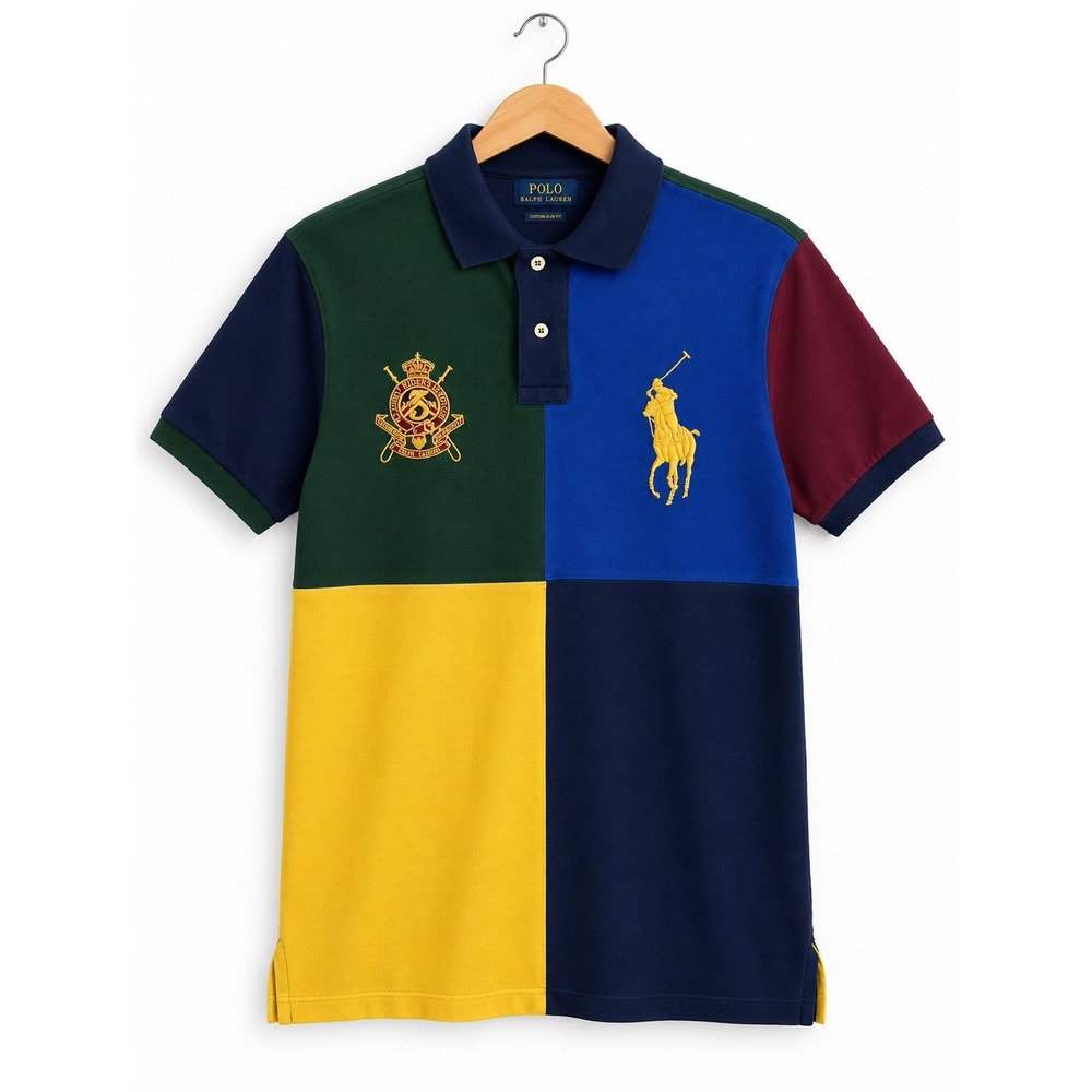 Polo Ralph Lauren Polo Shirt Men's M Multicolor Big Pony Crest Custom Slim Fit